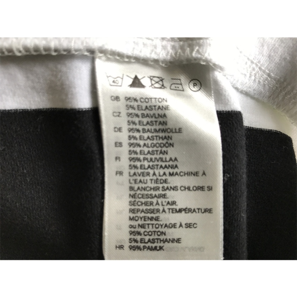 H&M Basic White Black Horizontal Striped Skirt M - image 5